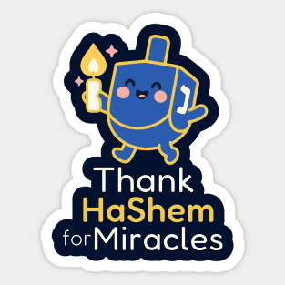 Thank HaShem for Miracles – Cute Dreidel Design Sticker
